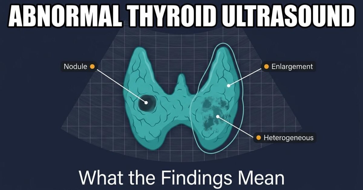 Abnormal thyroid ultrasound findings showing nodule enlargement and heterogeneous texture