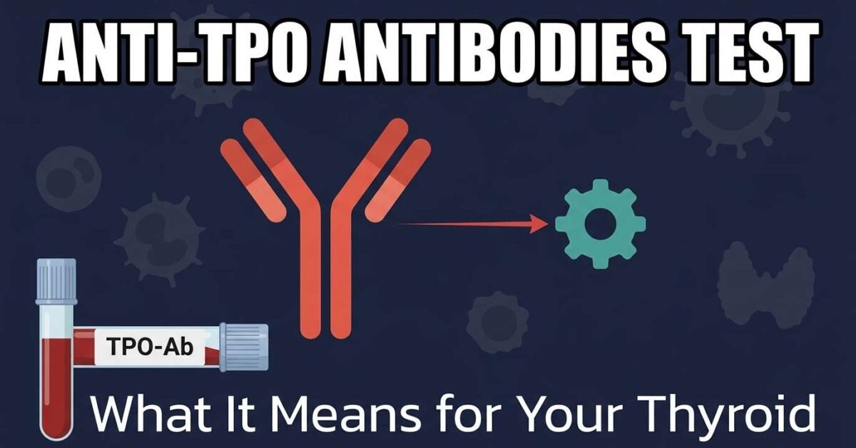 Anti-TPO antibodies test showing antibodies targeting thyroid peroxidase enzyme