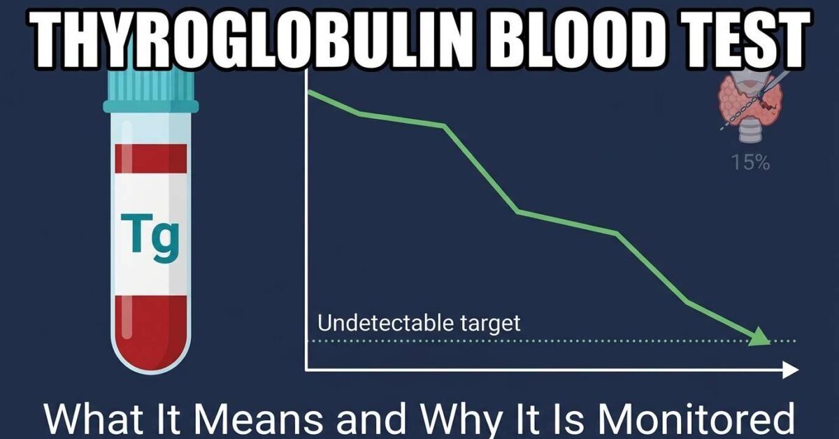 Thyroglobulin blood test meaning showing declining Tg levels after thyroid cancer treatment
